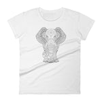 T-shirt Femme Éléphant Mandala Blanc
