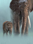 Peinture Elephant Mère Enfant