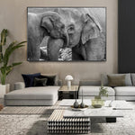 Peinture Noir Et Blanc Eléphant