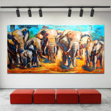 Peinture Troupeau Éléphant