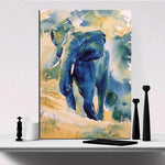 Toile Éléphant Bleu en Peinture