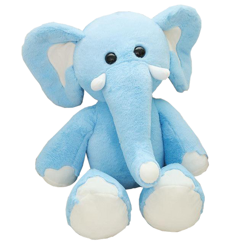 Nicotoy Peluche géante éléphant assis beige bleu 40 cm