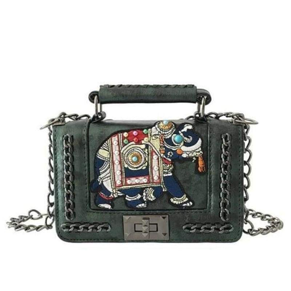 Pochette Bandoulière éléphant Faite Main - Design Funky Et Coloré, Similicuir Et Coton - Fabriqué En Angleterre