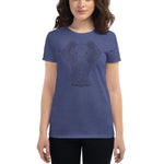 T-shirt Femme Éléphant Mandala Bleu Foncé