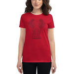 T-shirt Femme Éléphant Mandala Rouge