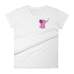 T-shirt Blanc Femme Éléphant Rose