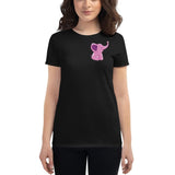 T-shirt Noir Femme Éléphant Rose